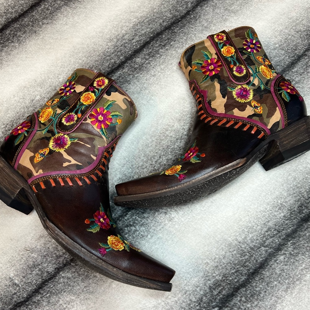 { Double D Ranch Old Gringo } Cosmic Camo Chocolate/Camouflage Western Boots - Picture 1 of 16